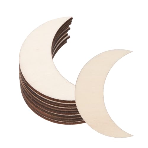 PATIKIL 2.4"x0.8" Wooden Moon, 10 Pack Unfinished Wood Moon Blank Wooden Cutouts Ornaments Natural Wood Pieces for Christmas Party Craft Projects - size: 2.4"x0.8"