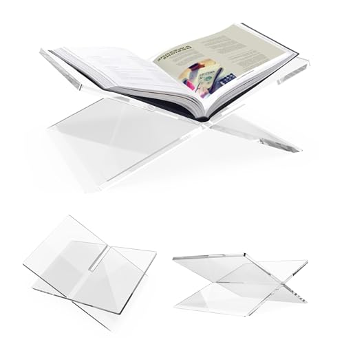 SK Acrylic Book Stand X-Large - 12.5" x 9.5" x 5.5" - Quran Holder - Coffee Table Book Stand - Cookbook Stand for Kitchen - Home and Table Decor - color: 8mm Transparent