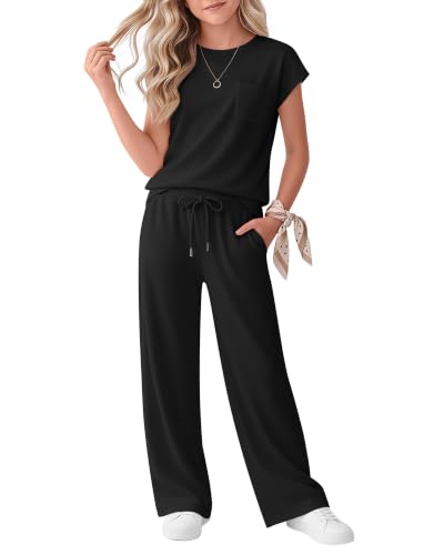 Girls 2 Piece Outfits Sets - color: Black, size: 5-6 Years