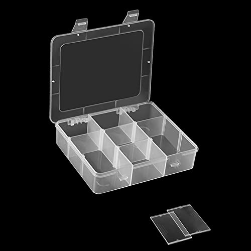 9 Grids Plastic Storage Compartment Organizer Container with Adjustable Dividers for Crafts, Earrings, Screws, Nail, Bandages, Pins and More (1)