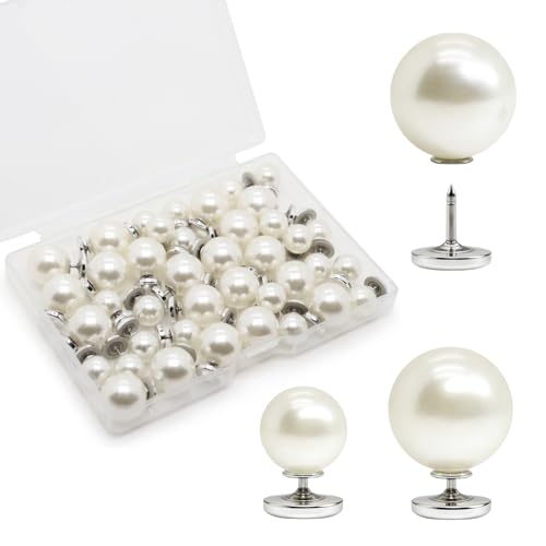 40 Sets Artificial Pearl Buttons 10mm/14mm No Sew Pearl Brooch Pins - color: White
