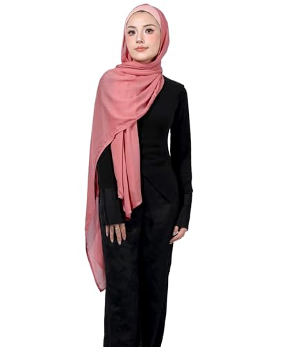 Modal Cotton Hijab Scarf for Women with Undercap Set - color: Deep Pink