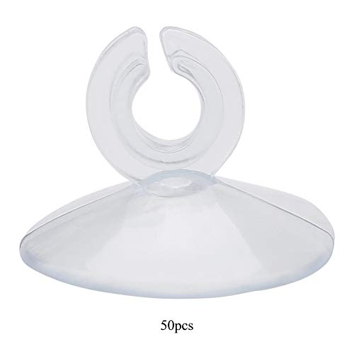 50pcs Aquarium Sucker Clips, Fish Tank Hose Holder Clamps, Ultra Strong Suction Cup Clips for Oxygen Pump Soft Pipe, Transparent Rubber Tube Holders for Aquarium Fish Tank Accessor