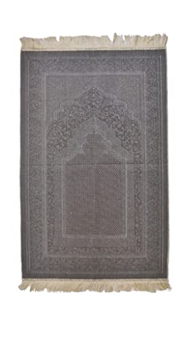 Generic Islamic Prayer Rug, Premium Quality, Comfortable, Hand Washable, Durable Fabric, Variety of Designs & Colors, 43 x 28 Inches, Beige, Rectangular, Traditional, Indoor Use Only - color: Beige & Black