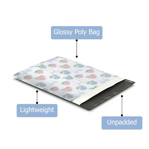 10x13 (100) Hydrangeas Summer Designer Poly Mailers Waterproof Self Sealing Tear Resistant Polymailers Shipping Envelopes Premium Printed Bags For Small Businesses - color: Hydrangeas, size: 10x13