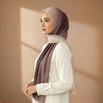 Hijab Modest and Elegant | Beautifully Designed Printed Chiffon Patterns | Muslim Women Head Scarf and Veil - color: Grey