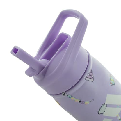adidas Stainless Steel Metal Water Bottle 20 oz (600 mL) Straw Lid - color: Violet Tone Purple/White/Violet Fusion Purple/2