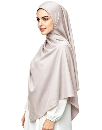 Lina & Lily Luxury Satin Hijab Head Scarf Shawl Wrap for Muslim Women Extra Long - color: Light Mink