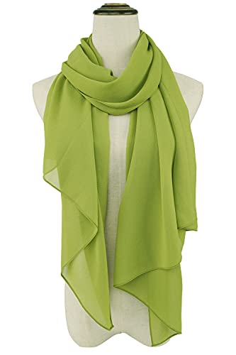 YOUR SMILE for Women Lightweight Breathable Solid Color Soft Chiffon Long Fashion Scarves Sun-proof Shawls Wrap - color: Grass Green