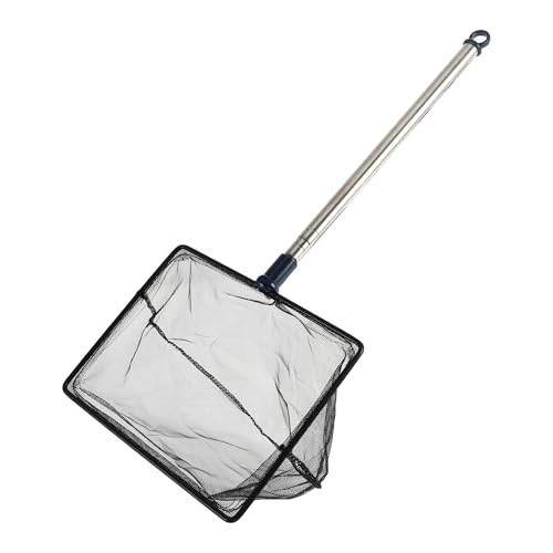 Fish Tank Net, Fine Mesh Aquarium Fish Net, Long Handle Fish Net, Stainless Steel Extendable Handle, Square Aquarium Cleaning Net for Aquarium Accessories - size: 8 inch