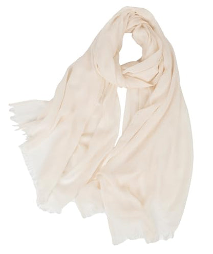 XuoAz Women Cotton Blend Scarf Lightweight Large Linen Shawl Scarves Head Scarf Summer Beach Travel Wrap - color: Light White