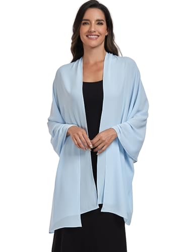 Chiffon Shawl and Wraps for Women Warm Scarves Wedding Evening Bridal Scarfs Pashmina Shawls - color: Light Blue