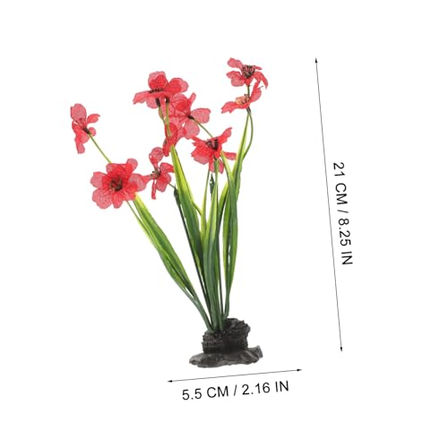 LALAFINA 2Pcs Decorative Fake Aquarium Plants with Stable Base Realistic Fish Tank Ornament Red for Desktop Aquarium Supply and Fish Hides