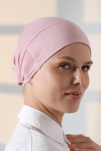 ihvan online, Hijab Cap, Beanie Undercap Scarf, Turban Head Wraps for Women, Hair Wrap, Muslim Under Scarf Hijab Cap - color: Pink