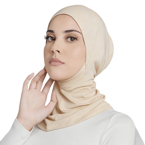 Yeieeo 4PCS Hijab Undercap for Women, No Slip Full Coverage Hijab Inner Cap, Soft Underscarf Breathable Headwear - color: Beige