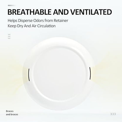 Retainer Case Slim Aligner Case with Vent Holes Removable Inner Tray Silicone for Easy Cleaning, Retainer Removal Tool and Brush (White Yellow) - color: White Yellow