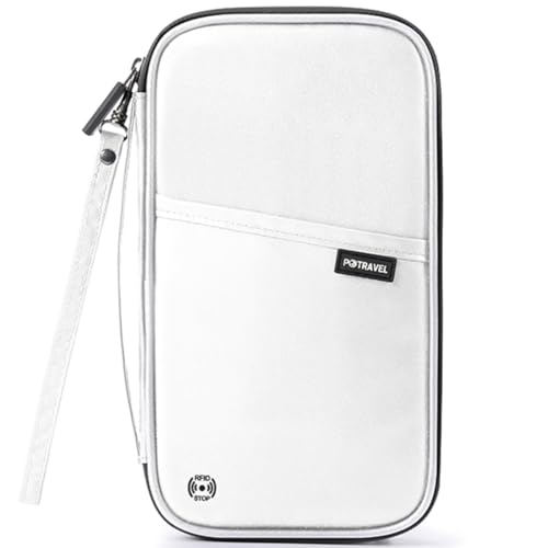 VanFn RFID Travel Passport Wallet, Family Passport Holder, Trip Document Organizer P.Travel Series - color: A - Nylon - White