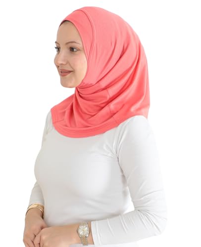 Prien Sport Instant Hijab For Women, Muslim Cotton Turban, Soft Head Scarf, Ready To Wear Hijabs Prayer Clothes, Islamic Wear - color: Brink Pink