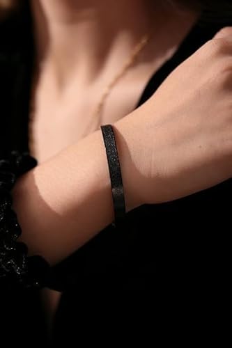 Ayatul Kursi Exquisite Stainless Steel Bracelet Islamic Muslim Quran Verse Calligraphy Ramadhan Festival Cuff Bracelet Men Arabic Calligraphy Messenger Jewelry Gift - color: black
