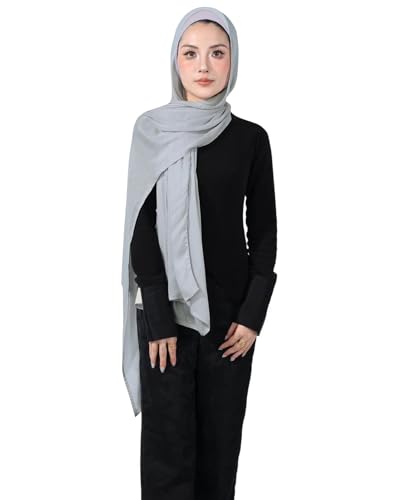 Modal Cotton Hijab Scarf for Women with Undercap Set - color: Light Gray