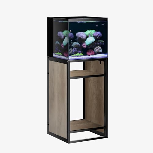 Brown Metal Frame Stand, Three-Shelf for Fish Tanks up to 20 Gal, 45x45x80cm (17.7x17.7x31.49 in), for Fish Tanks and Reptile Terrariums, Home & Office Use - color: Beige Oak Wood, size: W17.7 x D17.7 x H31.5 in(45X45X80cm)