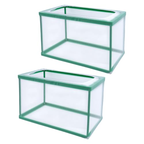 MY MIRONEY 2PCS 10.43" x 5.91" x 5.91" Fish Tank Breeder, Green | Nylon Fish Incubator Mesh Box Aquarium Fish Fry Hatchery Breeder with Suction Cups - style: 10.43" x 5.91" x 5.91"; Green; without Divider