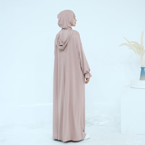 Muslim Dress for Women Pakistani Kaftan Abaya Robe Arabic Islamic Prayer Clothes Dubai Outfits - color: Taro