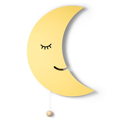 Lumipets Moon Wall Light - Nursery Decor, Baby Room Decoration, Wall Mounted, Battery Operated, Lightweight Hanging Crescent Night Light for Babies, Toddlers, Kids - 17.7 x 11.2 x 1.5-in