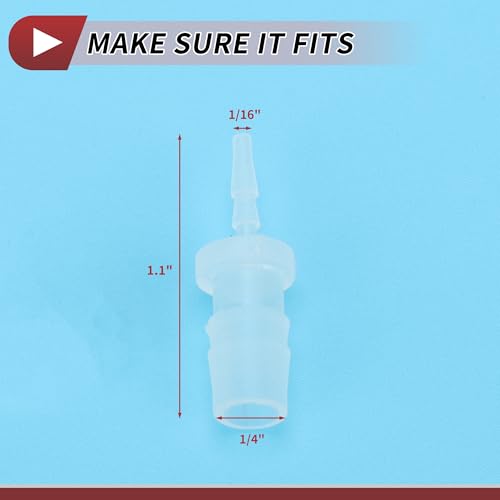 1/16" to 1/4" Hose Barb Fitting Hose Straight Reducing Coupler | 5 Pcs, Plastic, Clear, Fits 1/16" to 1/4" ID Flexible Tube, Barb Reducer Fitting, for Aquarium, Fountain, Drip Irrigation - size: 1/16"-1/4"