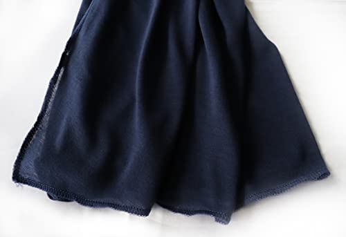 vabovin Head Wraps for Black Women Stretch Jersey Knit Turban Headwrap Solid Color Headscarf Headband Shawl - color: 14- Navy Blue