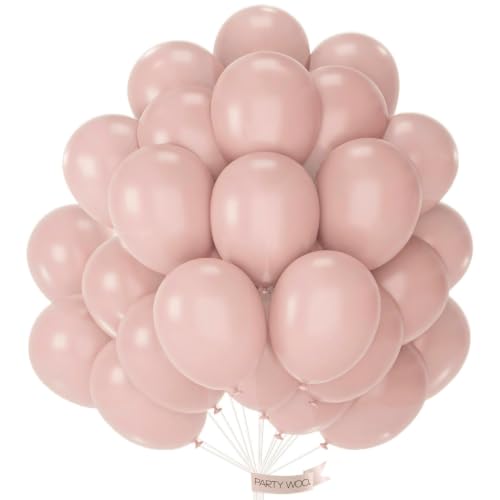 PartyWoo Dusty Pink Balloons 101pcs Lilac Pink Color 12 Inch - color: Pink-f54