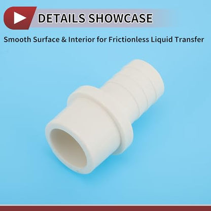 Plastic Hose Barb Fitting 1-1/4" x 1" Barb OD Straight Through Pipe Connector White 5 Pcs - color: White, size: 1-1/4"x 1" OD
