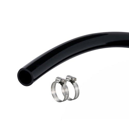1/4" id - 50 ft Black Vinyl Tubing Flexible PVC Irrigation Hose & 2 Clamps | Hybrid Hose Transfer Water Fuel Gas for Pond Fountain Garden Waterfall, Durable and Safe - size: 1/4" ID, style: 50 Feet