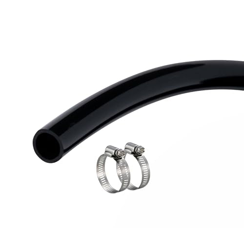 1" id - 50 ft Black Vinyl Tubing Flexible PVC Irrigation Hose & 2 Clamps | Hybrid Hose Transfer Water Fuel Gas for Pond Fountain Garden Waterfall, Durable and Safe - size: 1" ID, style: 50 Feet