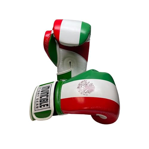 Invincible Fight Gear Standard Hook and Loop Leather Training Boxing Gloves with Mexican Flag Colors -Ideal for Boxing, Kickboxing, Muay Thai, MMA for Men Women and Kids