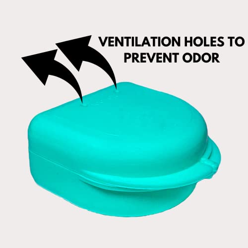 Dental Retainer Cases with Vent Holes, Green, 2 Ct | High-Impact Durable Plastic, Write on ID Labels, 1-1/4" Depth, Stores Retainers, Aligners, Mouthguards, and Night Guards - color: Green