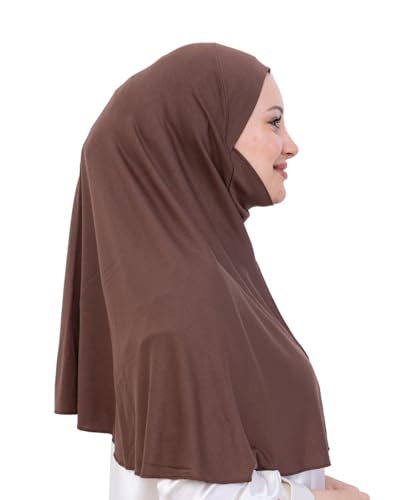 Prien Easy To Wear Hijab For Women, Muslim Instant Turban With Niqab, Islamic Clothes, Soft Scarf For Prayer, Abaya, Khimar - color: Brown