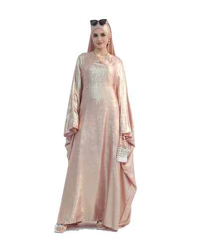 Qianliniuinc Women Muslim Full Cover Long Dress - Loose Hooded Dress Abaya Prayer Robe Islamic Clothes One-Size - color: Pink a