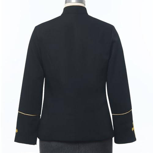 FAD-4U Women Long Sleeves Clergy Coat with Stand Up Collar Button Down Pastor Clergy Dresses - color: Black a, size: XX-Large