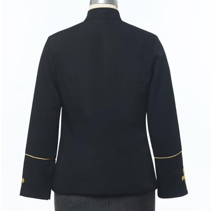 FAD-4U Women Long Sleeves Clergy Coat with Stand Up Collar Button Down Pastor Clergy Dresses - color: Black a, size: XX-Large