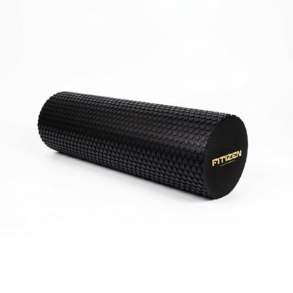 Foam Roller for Muscle Massage, Stiff Back Pain Relief, Physical Therapy, Deep Tissue, Exercise Equipment for Home Gym, Stress, Yoga, Pilates for the fit Citizen (Black, Medium 18 x 6 Inches) - size: Medium 18 x 6 Inch