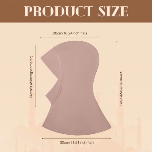 Geyoga Modal Hijab Cap for Women Adjustable Muslim Stretchy Turban Full Cover Shawl Cap Full Neck Coverage Small and medium - color: Beige, Khaki