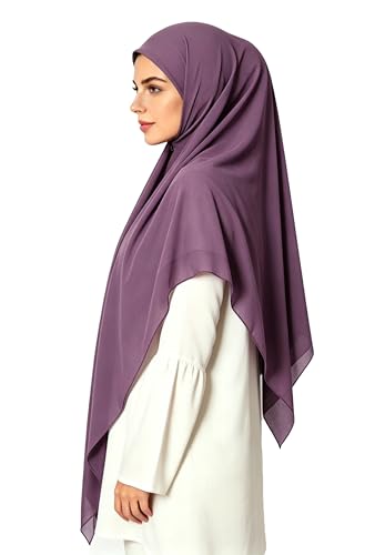 Lina & Lily Premium Chiffon Hijab Head Scarf Shawl Wrap for Muslim Women Square 58'' x 58'' - color: Berry