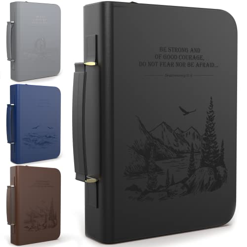 DEHITE Bible Cover Case for Men – Bible Carrying Case for Men – Black Extra Large Holder – Bag Fits Book 11.12 x 8 x 2.12 in – Pen Slots – Zippered Pocket – Premium Faux Leather – Christian Gift - size: Extra Large Black