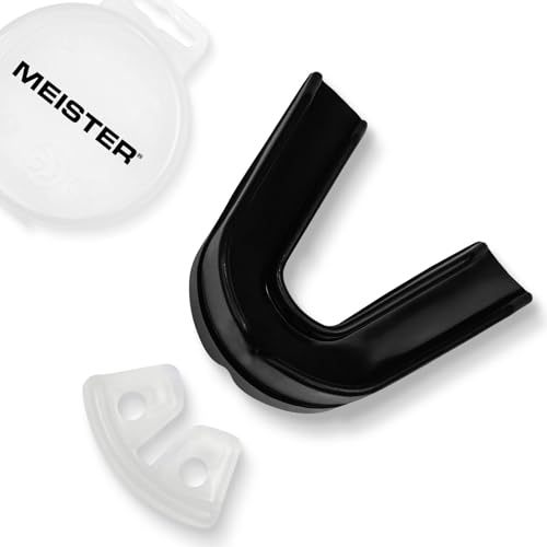 Meister Moldable Double Mouth Guard w/Case - Black | Custom-fit design, upper and lower teeth protection for MMA, boxing and contact sports - color: Black
