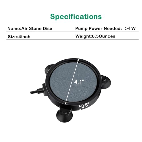 AQUANEAT Aquarium Air Stone Disc 4 inch, Aerator Bubble Diffuser, Air Pump Accessories Airstones for Aquariums, Fish Tanks,Hydroponics,and Ponds - size: 4 inch (2 pack)
