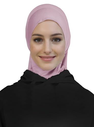 Lina & Lily Modal Jersey Muslim Amira Instant Hijab Scarf One Piece Ready-To-Wear - color: Dusty Rose
