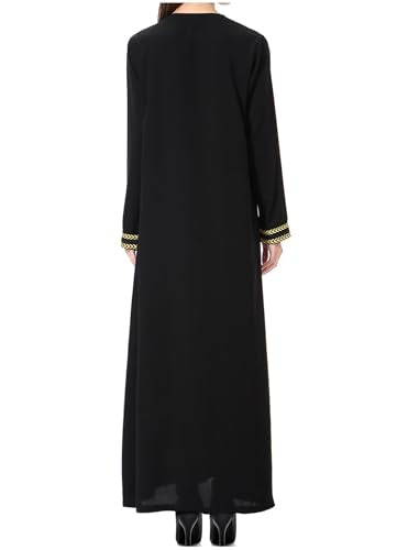 WSPLYSPJY Embroidered Abaya Muslim Dresses for Women Prayer Robe - color: Black, size: Large