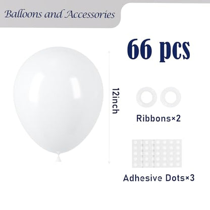 Voircoloria 66pcs White Latex Party Balloons, 12inch - color: 03 White, size: 12 inch - 66pcs