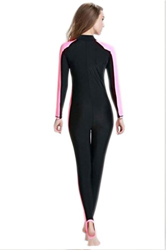 Micosuza Swimsuit for Women Design One Piece Long-Sleeve Surfing Suit - color: Long Leg Cover-pink, size: X-Large